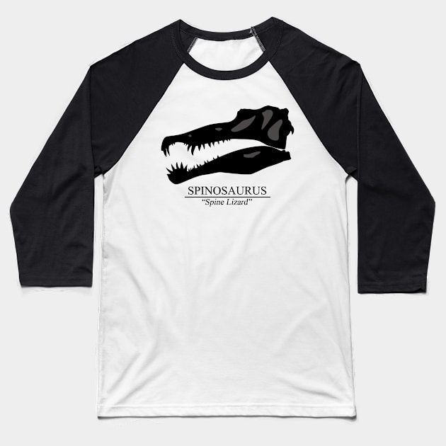 Spinosaurus Skull Baseball T-Shirt by SakuraDragon